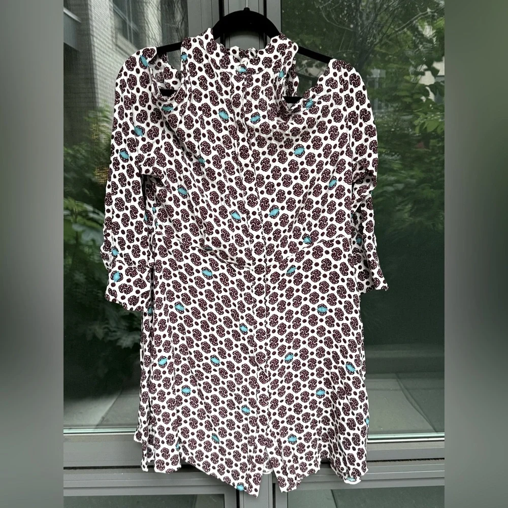 MAJE Ralinka Printed Cold-Shoulder Dress Button Down in Size 3 US Large